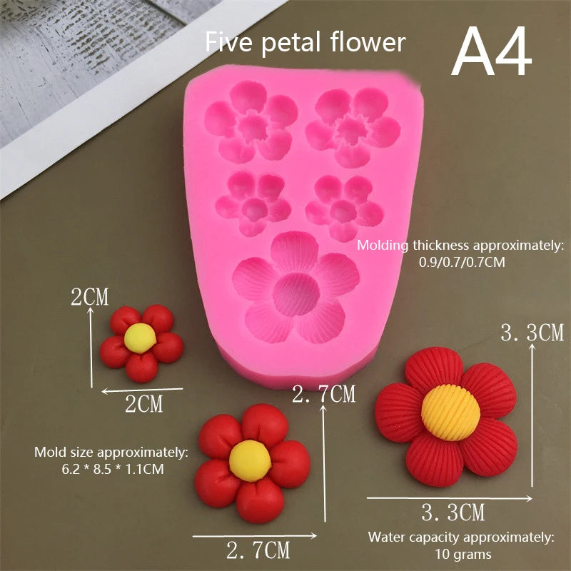 Cute Cartoon Flowers Bow Bee Fondant Silicone Molds DIY Cupcake Fondant Cake Decorating Chocolate Candy Baking Mold Oasis Select A4