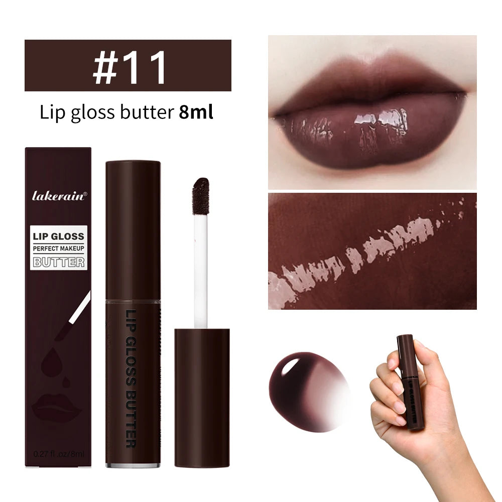 8ml Butter Non-stick Cup Gloss Lip Gloss Moisturizing Mirror Lip Gloss Lasting Color Lip glaze Dye Lip Liquid Makeup For Women Oasis Select 11