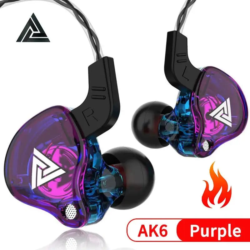 Original QKZ AK6 Copper Driver HiFi Wired Earphone Race Sport Headphone Bass Stereo Headset Music Earbuds 3.5MM In Ear With Mic Oasis Select AK6-Purple