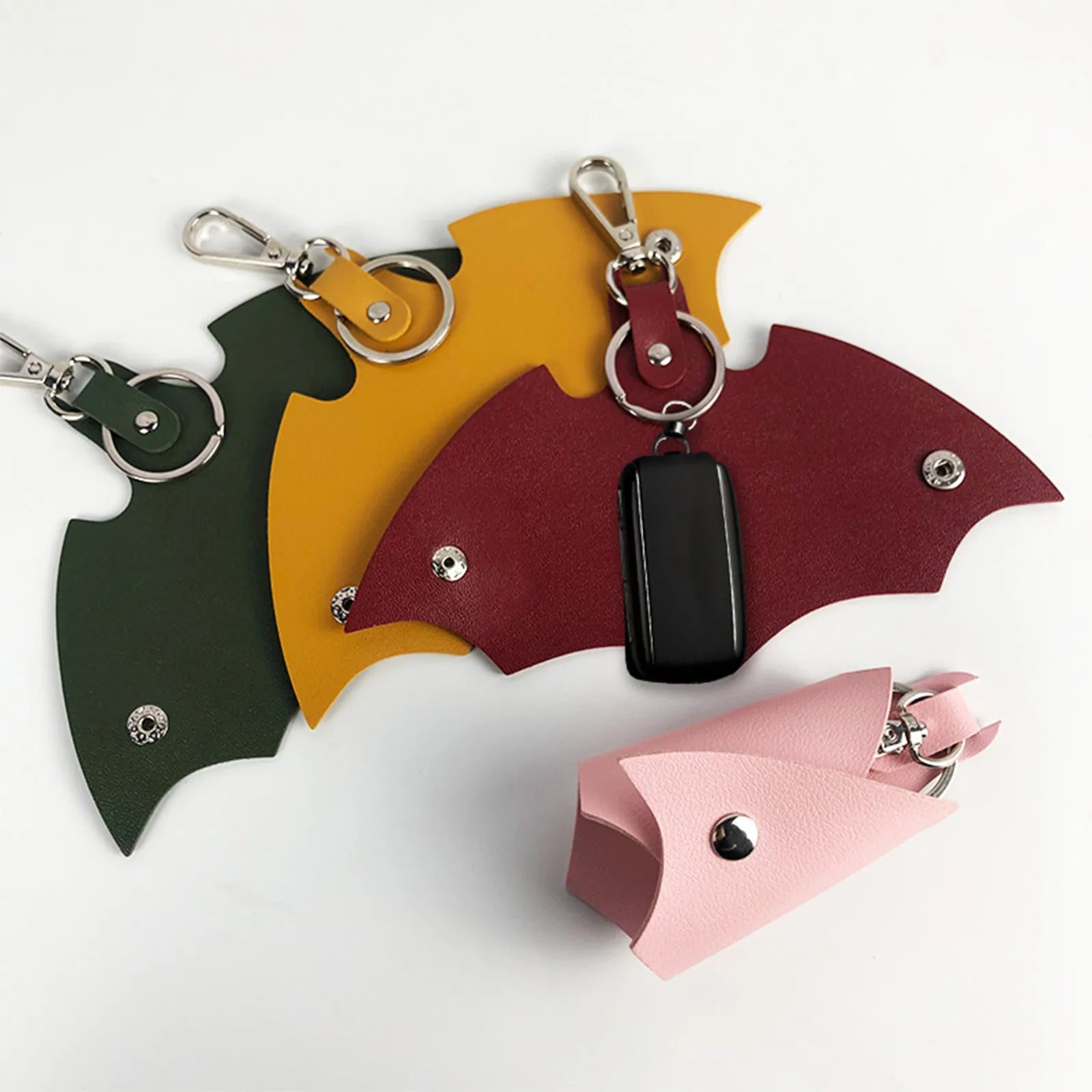 Fashion Creative Bat Shape PU Leather Keychain Men Women Key Holder Organizer Pouch Split Car Key Wallet Housekeeper Keyring Oasis Select