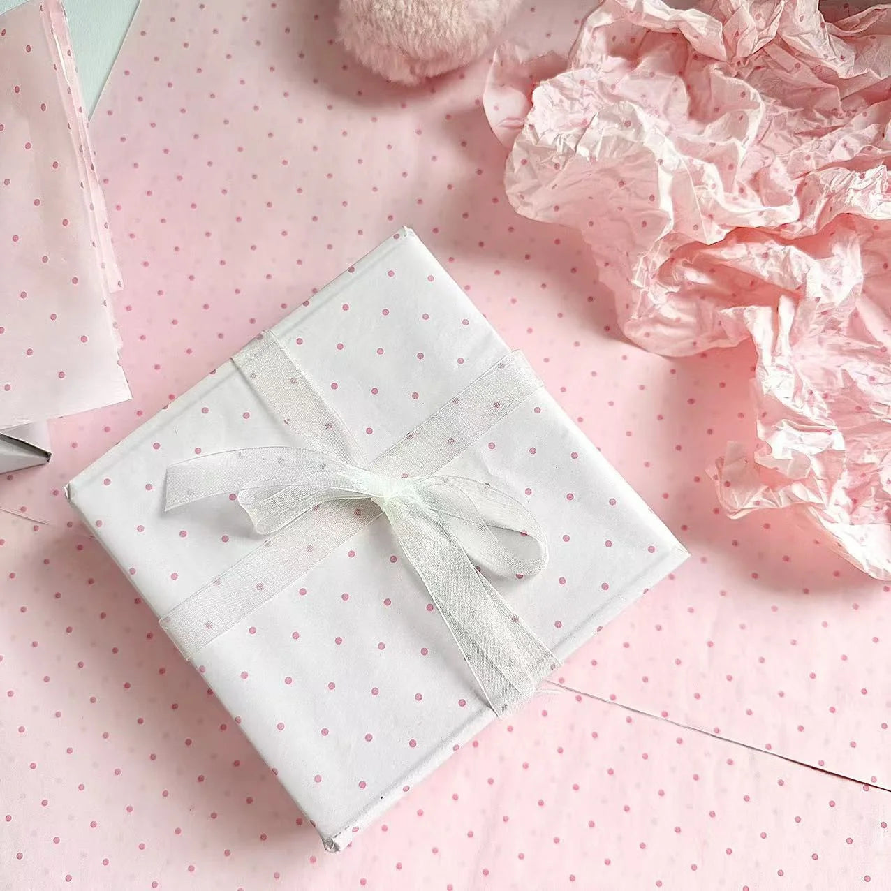 Ins Pink Wavy Dots Snow Pear Paper Gift Wrapping Paper Small Fresh Bouquet Wrapping Paper Gift Paper Diy Handmade Materials Oasis Select