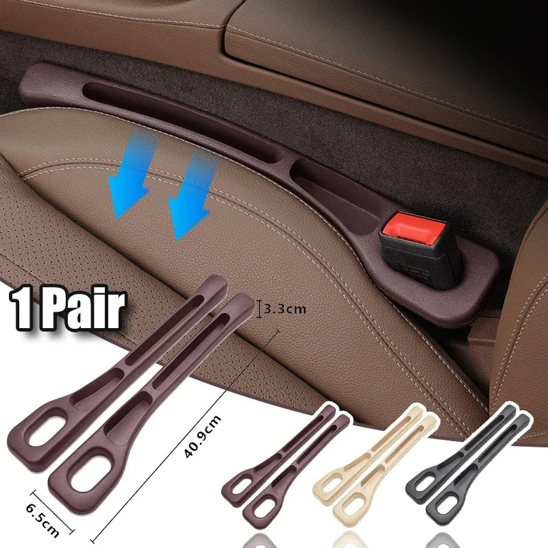 2Pcs Car Seat Gap Filler Organizer PU Waterproof Universal Car Seat Gap Anti-leak Stopper Strip 2Slot Seat Gap Storage Organizer Oasis Select