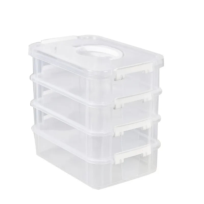 Extra Large 4-Tier Stackable Storage Box with Lid Clear Plastic Organizer Toy Building Block Storage Box Oasis Select WHITE