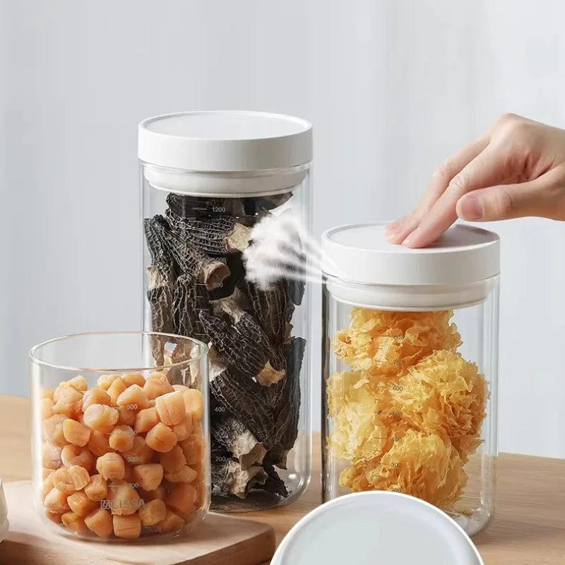 Glass Jar Micro Vacuum Sealed Jar Press Moisture-proof Flower Glue Tangerine Peel Storage Coffee Bean Storage Oasis Select