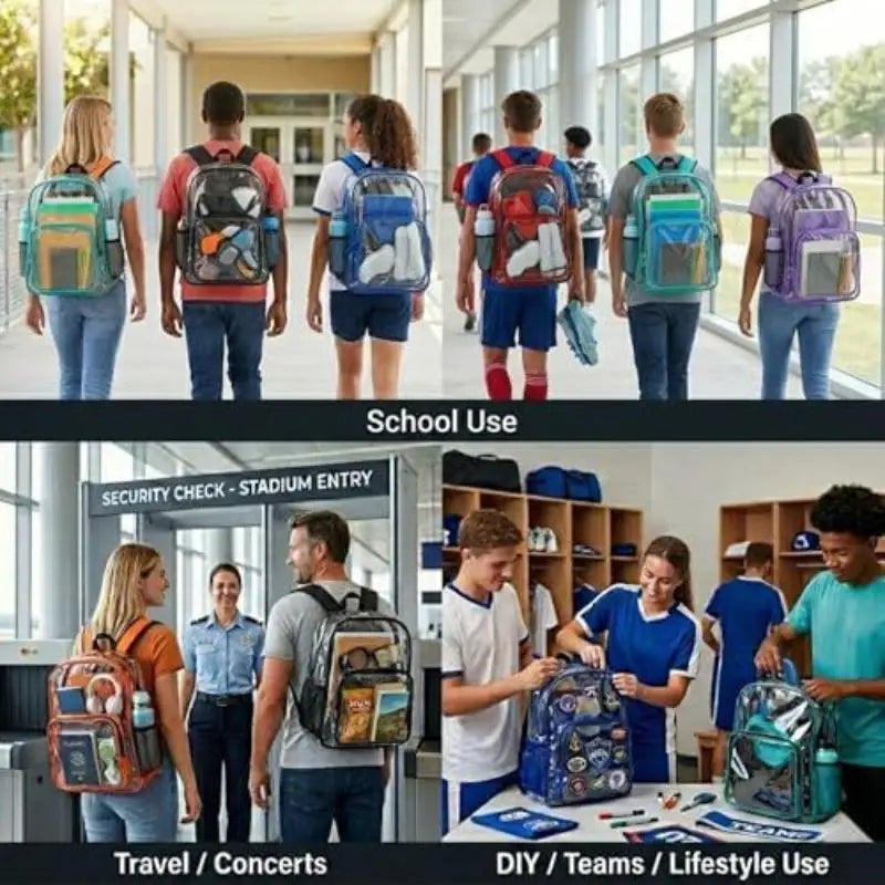 1Pcs Waterproof PVC Transparent Backpacks Adjustable Straps Durable Dual Zippers For Baseball Stadium Lightweight Clear Backpack Oasis Select
