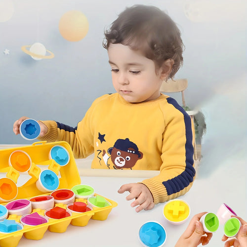 12/6pcs Color and Shape Matching Toys Simulated Egg Shapes with Storage Box - Geometric Shape & Color Learning Toy Set for Kids Oasis Select