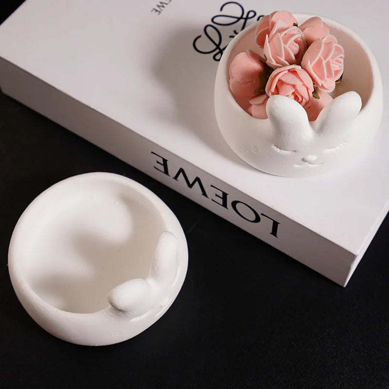 Rabbit Egg Tray Mold Bunny Rabbit Plaster Mold Bunny Candle Holder Mold Cute For Egg Holding Candle Making Gifts Oasis Select