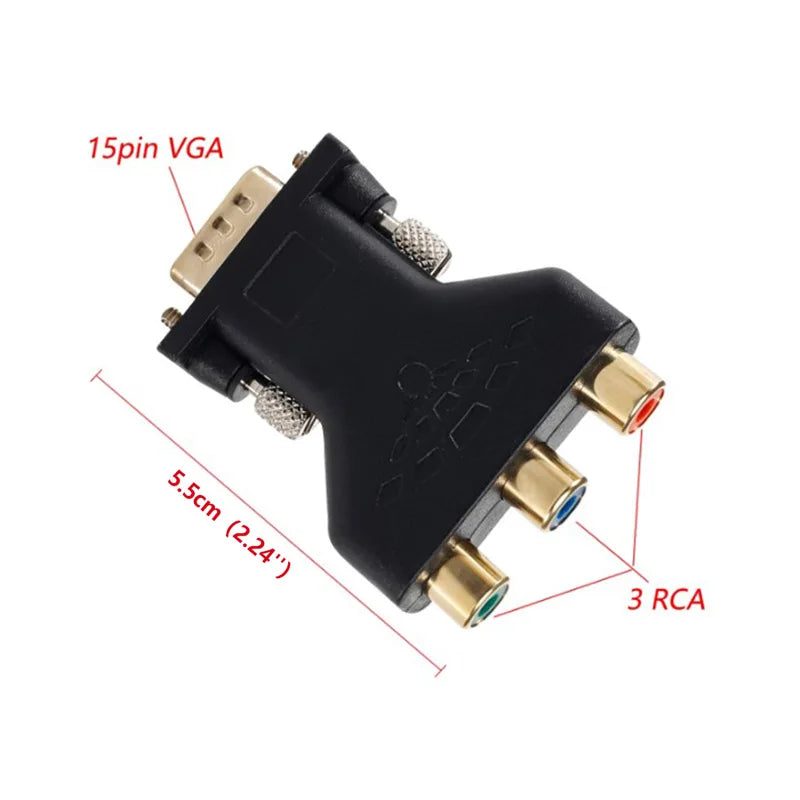 VGA to RGB Component Video Adapter – Male to 3-RCA Female Jack