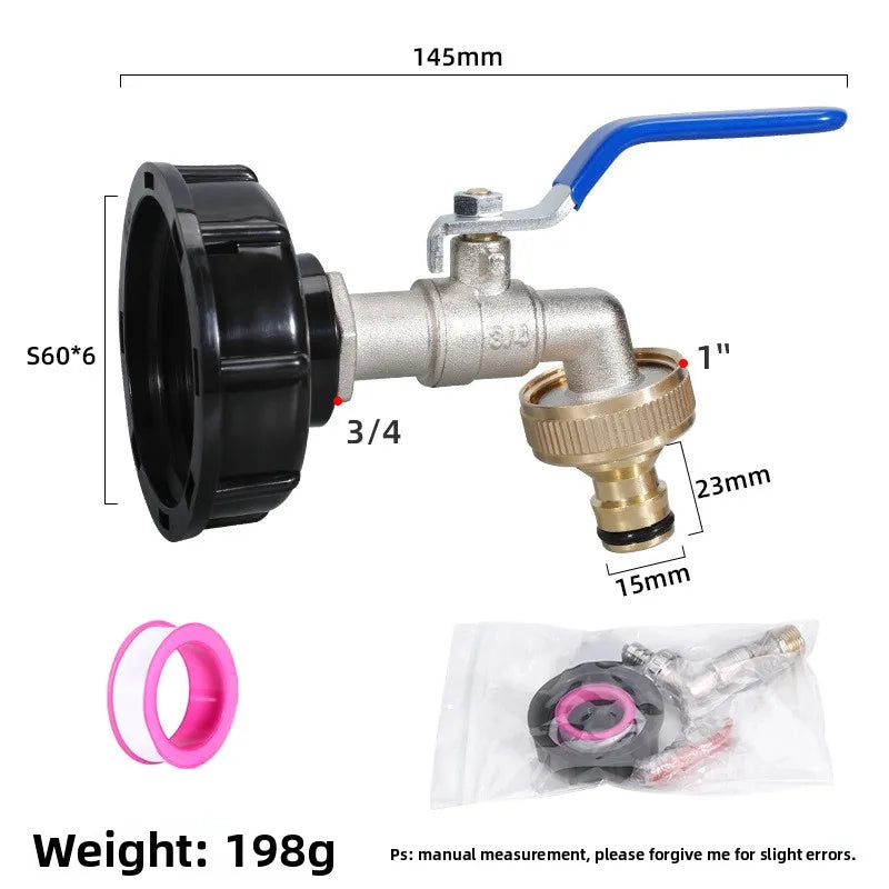 Durable IBC Tank Tap Adapter S60*6 Coarse Thread to 1/2'' 3/4'' Connector Replacement Valve Garden Home Valve Fitting Faucet Oasis Select F