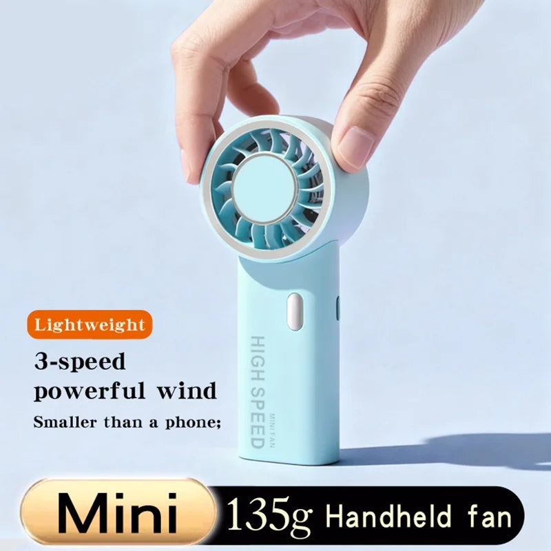 High Speed Mini Handheld Fan Brushless Motor Turbo Pocket Fan USB Rechargeable 3-Speed Silent Cooling Fan Portable Outdoor Fan Oasis Select