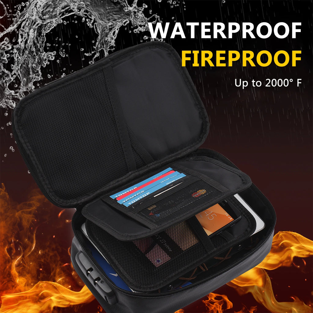 Fireproof File Document Bag Safety Organizer with 3-Digit Lock Zipper Closure Fire & Water Resistant Pouch Multi-Layer Card Case Oasis Select