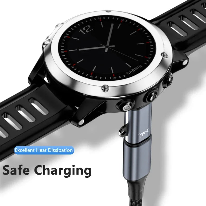 USB-C/Micro/Lightning to 4-Pin Charger Adapter for Garmin Watch Charging Adapter Oasis Select