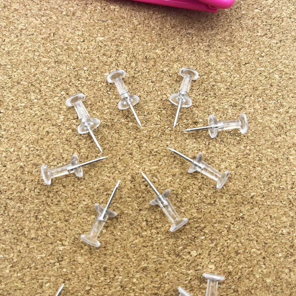 20/50/100pcs Push Pins Transparent Thumb Tacks With Plastic Box Home Office School Craft Projects Cork Board Photo Wall Bulleti Oasis Select