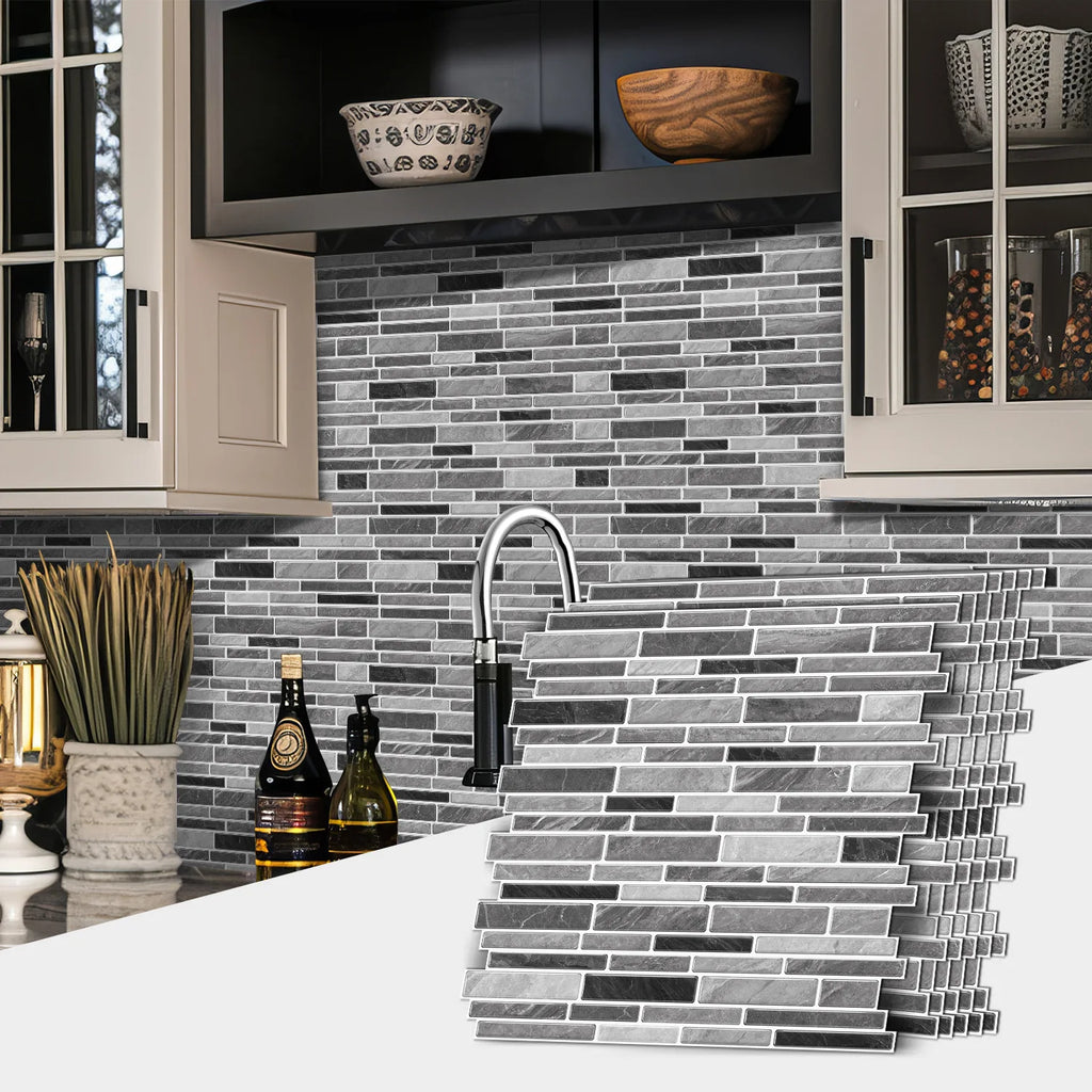 Classic Black And White Tile Marble Room Decoration Kitchen Living Room Waterproof Self-Adhesive Wall Sticker Detachable Oasis Select