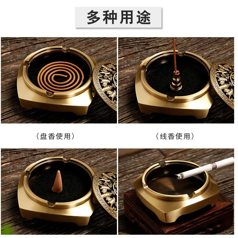 Pure copper pan incense burner household sandalwood incense creative incense insert incense burner decoration Oasis Select