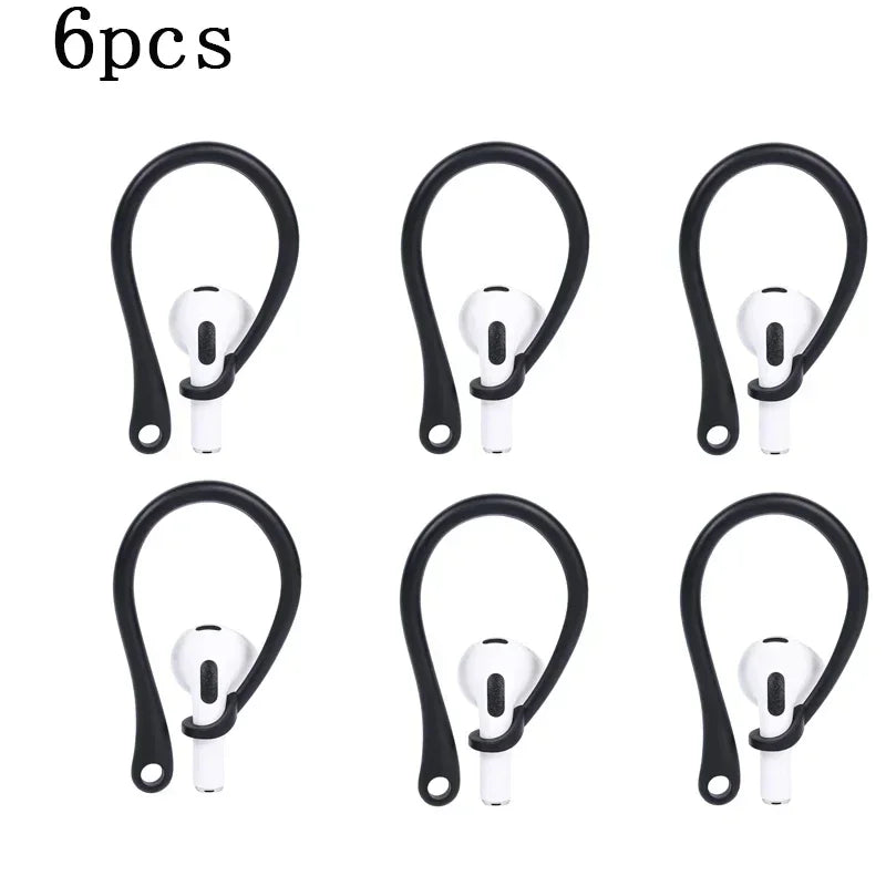 1/3/6Pairs Anti-Lost Earphone Silicone Earhook For Airpods Earpods Loop Clip Headset EarHook Replacement Headphone Accessories Oasis Select 3 pairs Black