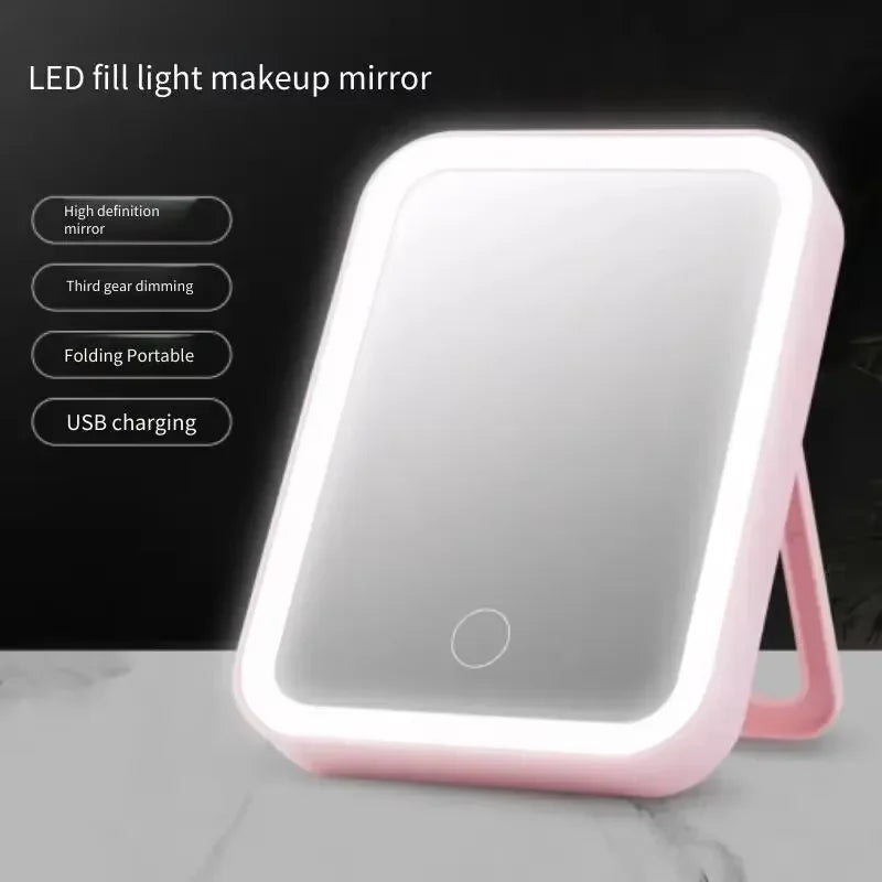 Makeup Mirror USB Rechargeable Portable Compact LED Vanity Mirror with Touch Screen Dimming Makeup Mirror Oasis Select