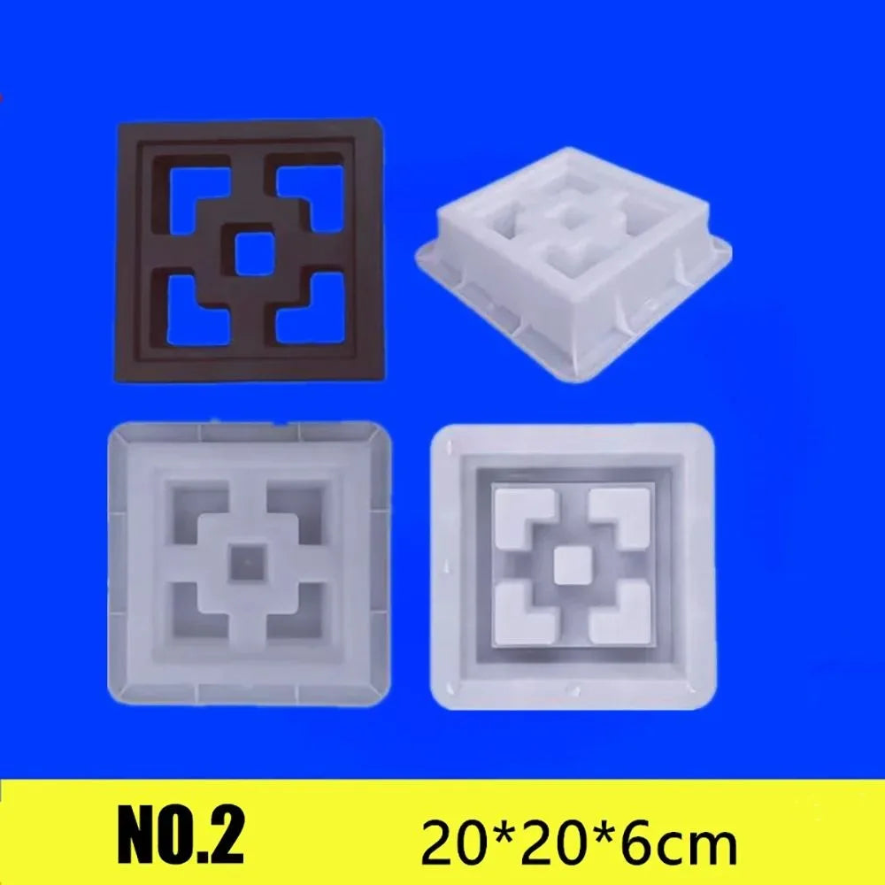 Plastic Hollow Brick Mold 20*20*6cm Square Wall Brick Mould 3D Carving Anti-Slip Cement Antique Brick Mold Garden Wall Oasis Select 2