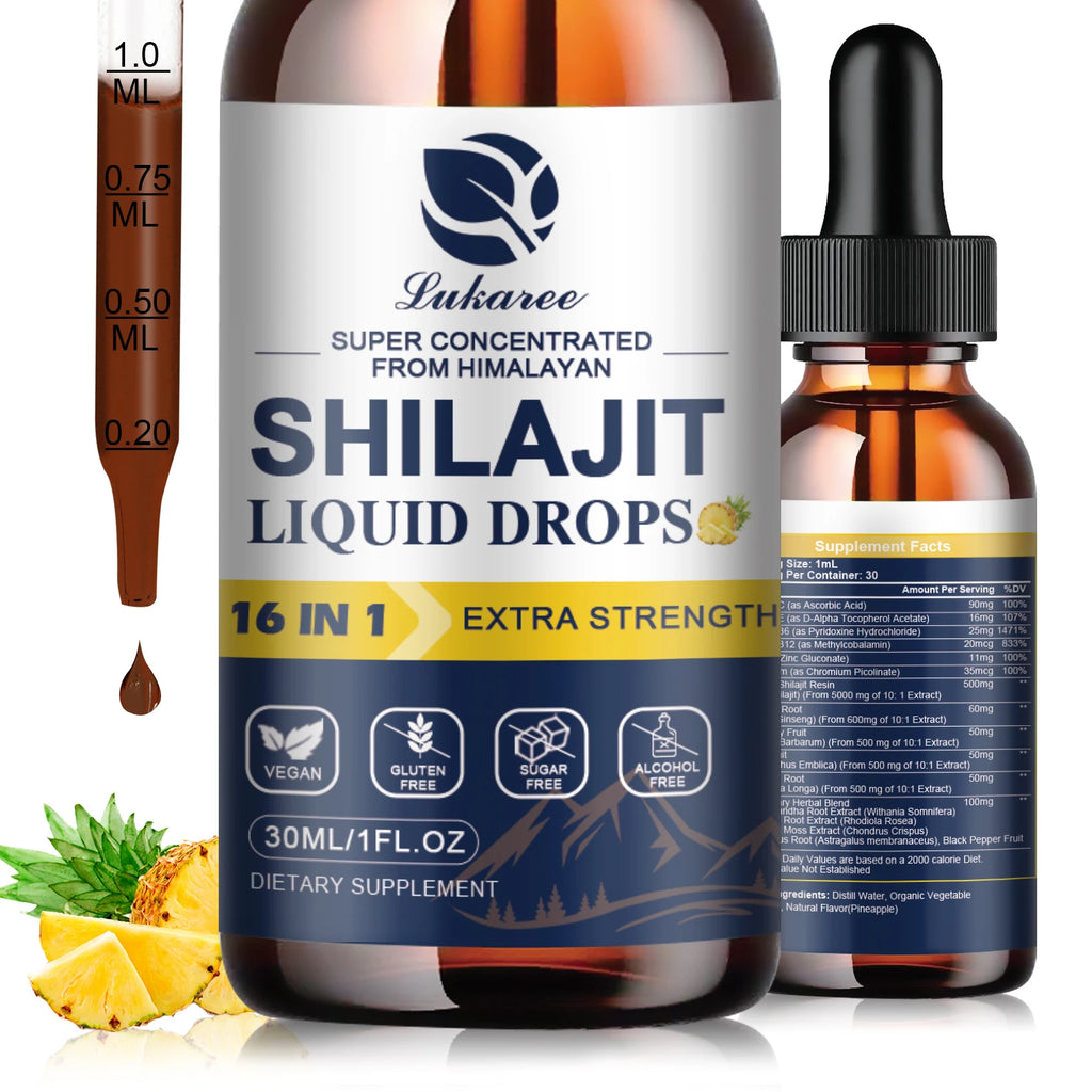 Lukaree Shilajit Drops with 85+ Trace Minerals and Fulvic Acid for Men&Women Immunity&Digestive System Health Cognitive Support Oasis Select 30ml 2bottles United States