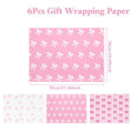 6Pcs Pink Bow 50x70cm Per Sheets Bow Theme Wrapping Paper Sheet Packaging For Kids Birthday Gift Wrap Craft Paper Decor Gifts Oasis Select A
