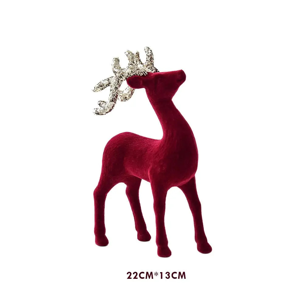 1PCS House Tabletop Decor Hanging Baubles Flocking Mini Deer Pendant Elk Christmas Reindeer Deer Ornaments Decorations Oasis Select 02