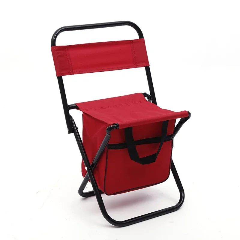 Fishing Stool Detachable Portable Folding Chair Beach Camping Chair with Cooler Bag Backrest Lightweight Outdoor Folding Chair Oasis Select Red