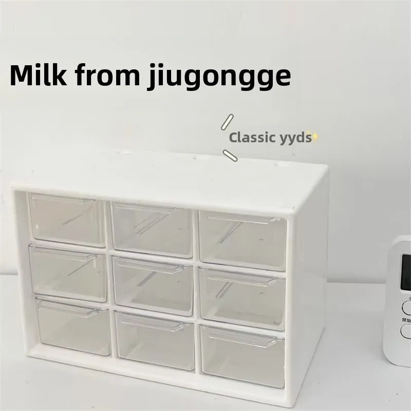 1pcs Plastic Desktop Storage Box Drawer Style Office Desk Small Storage Box for Student Dormitory Organizing Supplies Oasis Select