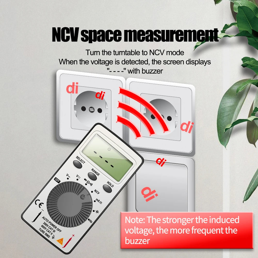 AN101 Mini Digital Multimeter 4000Count T-RMS AC/DC NCV Capacitance Ammeter Voltmeter Tester Multimetro Digital Profesional Test Oasis Select