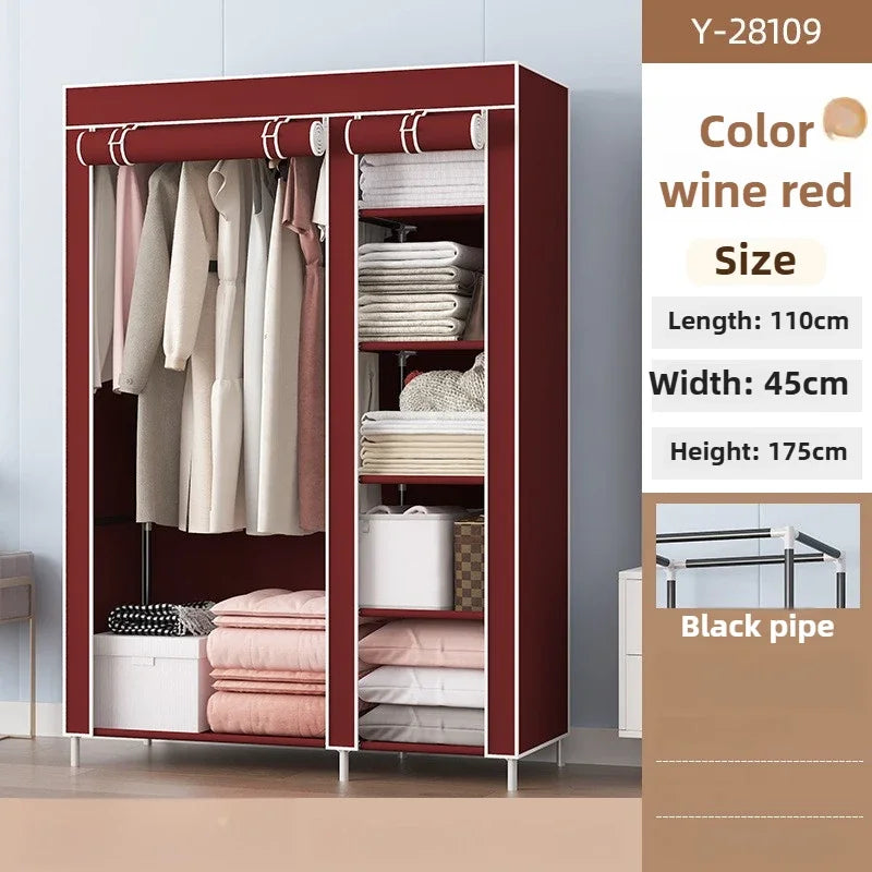 Multi-functional Simple wardrobe storage Firm and durable storage Stylish, simple and mical non-woven wardrobe Durable Oasis Select burgundy