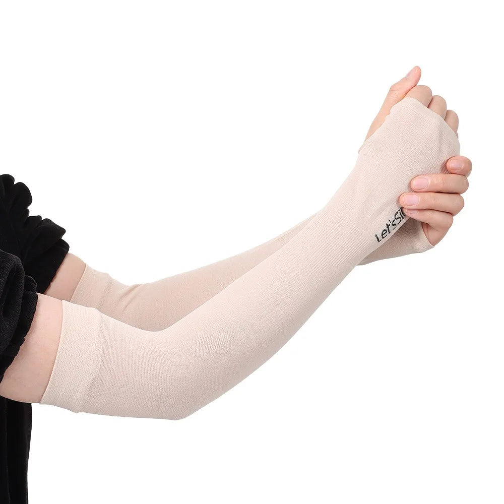 New Breathable Sun Protection Sleeves Summer Cooling Quick Drying Driving Sleeves Anti-UV Elastic Fishing Running Sleeves Oasis Select Nude-Exposed Finger