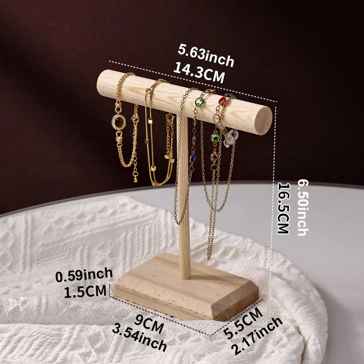 Wooden Bracelet Display Rack, T-Shaped Jewelry Rack, Jewelry, Necklace, Watch Storage Rack, Minimalist Hanging Rack Oasis Select Small