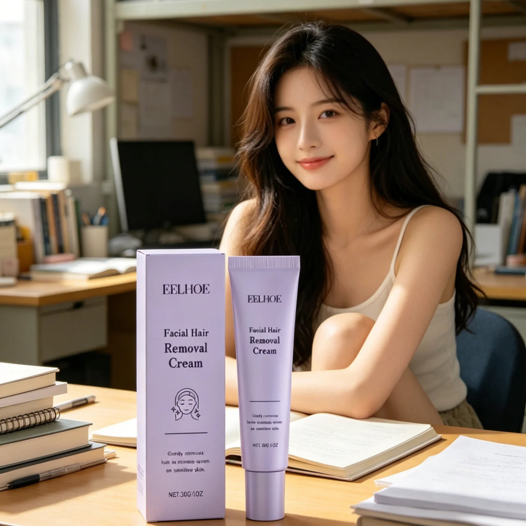 EELHOE Facial Hair Removal Cream – Painless & Gentle Facial Depilatory Cream Oasis Select