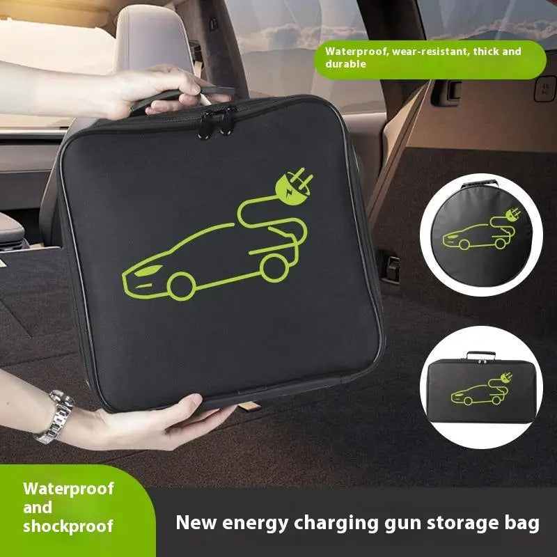 Electric Car Battery Jumper Cable Plugs Bag Waterproof EV Car Charging Cable Sockets Storage Organizer For Charging Cables Cords Oasis Select