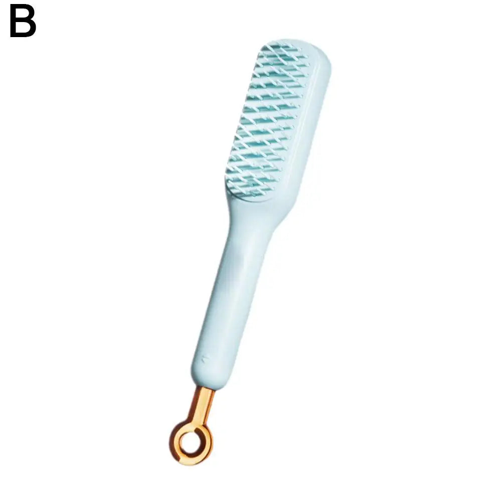 Magic Retractable Comb Self Cleaning Hair Brush One-pull Cleaning Anti-Static Massage Hair Smoothing Comb Hair Styling Tools Oasis Select Blue