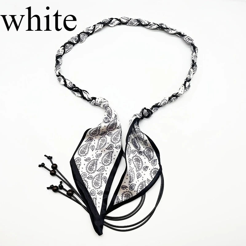 Women'S Ribbon Waist Chains | Retro American Style, Plaited Belt with No Buckle, Ideal for Skirts and Jeans, Casual Weekend Wear Oasis Select WHITE