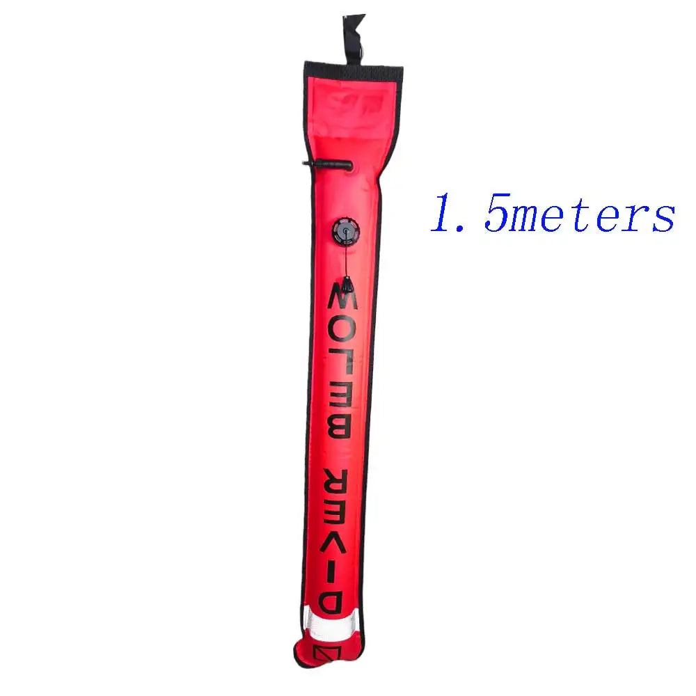 1.2M/1.5M Dive Surface Marker Buoy with Oral Inflation Valve Overpressure Deflator Diving Snorkeling Safety SMB Signal Tube Oasis Select 150cm red