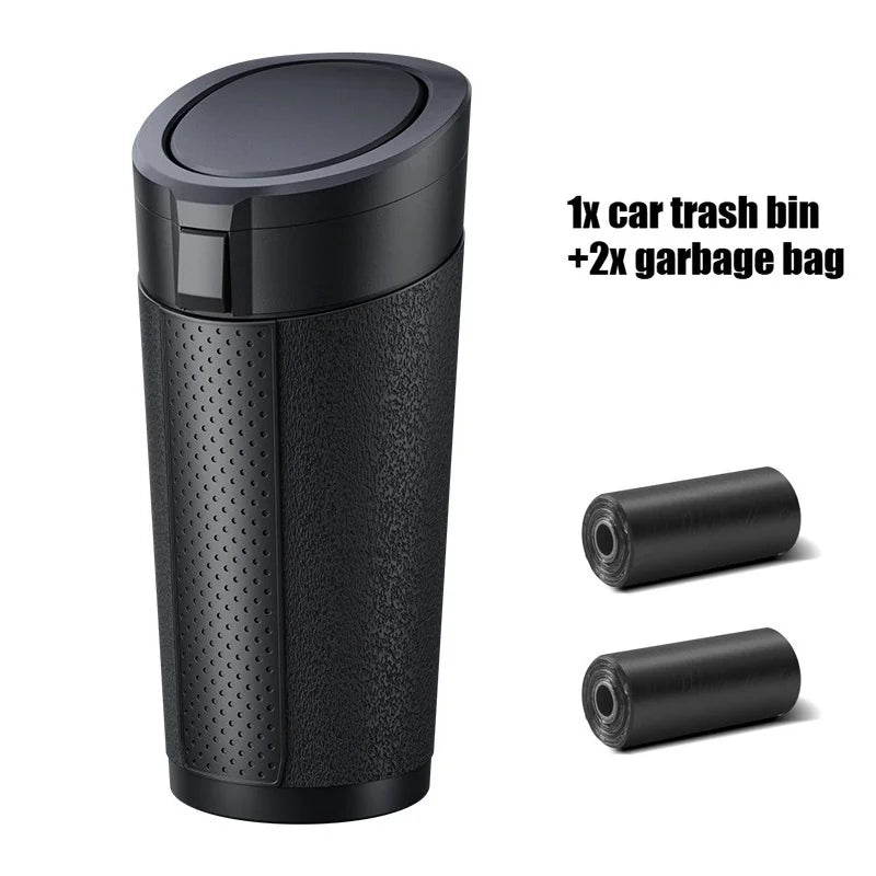 Universal Car Trash Bin Can Mini Auto Dust Organizer Car Interior Rubbish Bag Garbage Container Storage Box Vehicle Garbage Bin Oasis Select Black