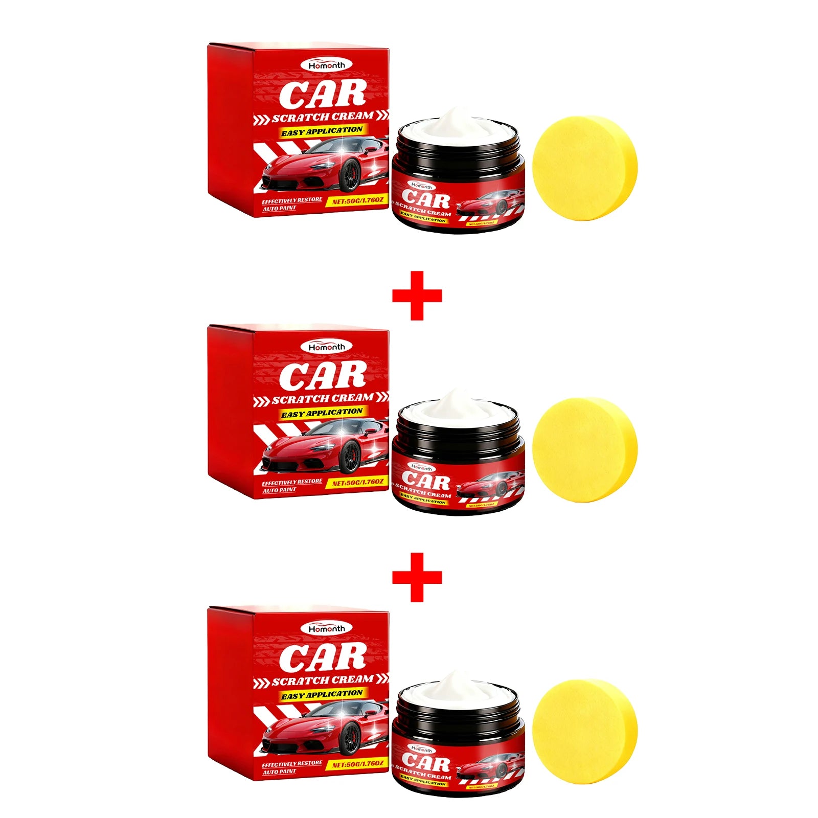 Car Scratch Remover Cream with Sponge Auto Paint Scratch Remover Polishing Paste for Car Scuffs Swirls Fine Lines Cleaning Care Oasis Select 3pcs