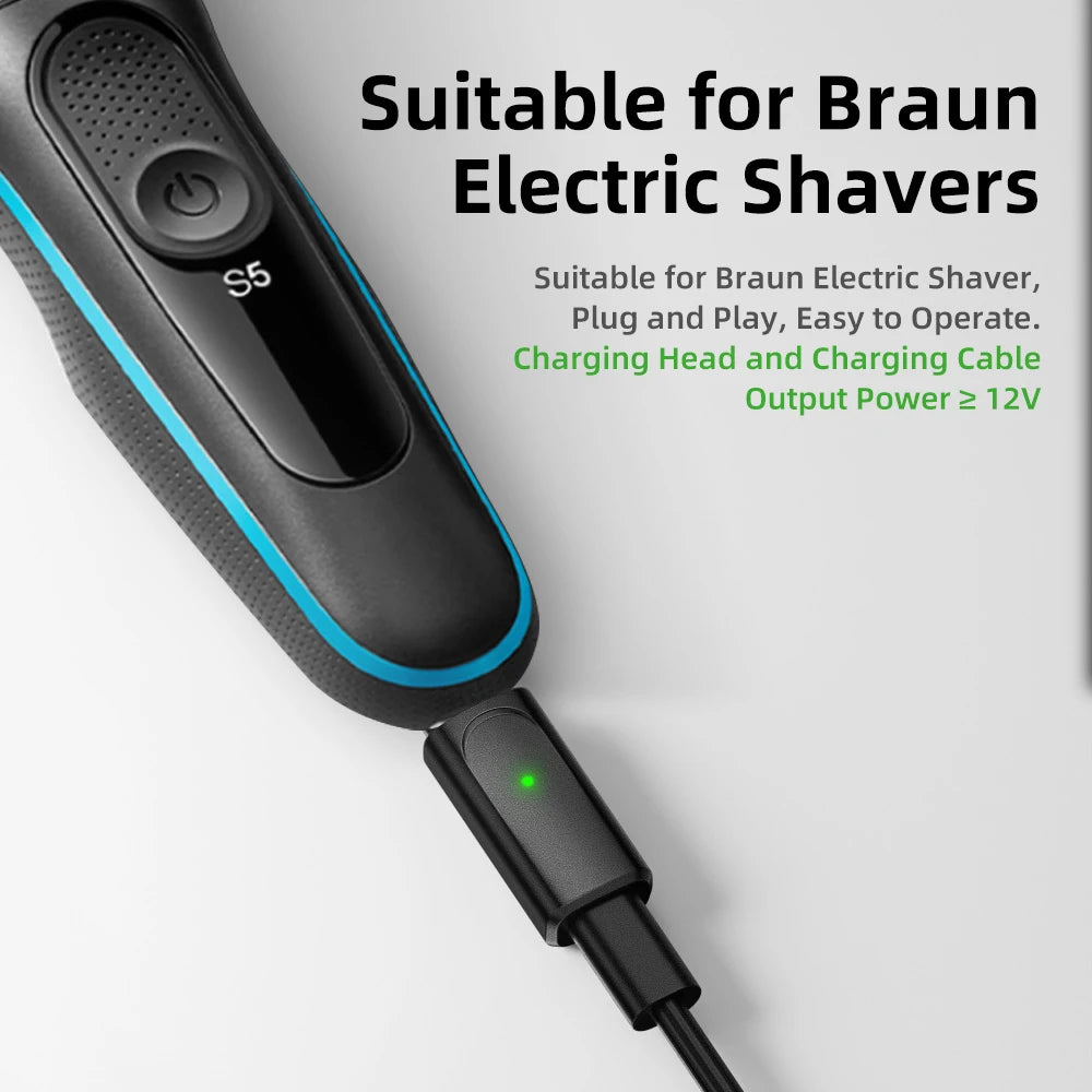 12V USB-C Shaver Adapter for Braun Series 3/5/7/9 Charger Shaver Charging Adapter Oasis Select