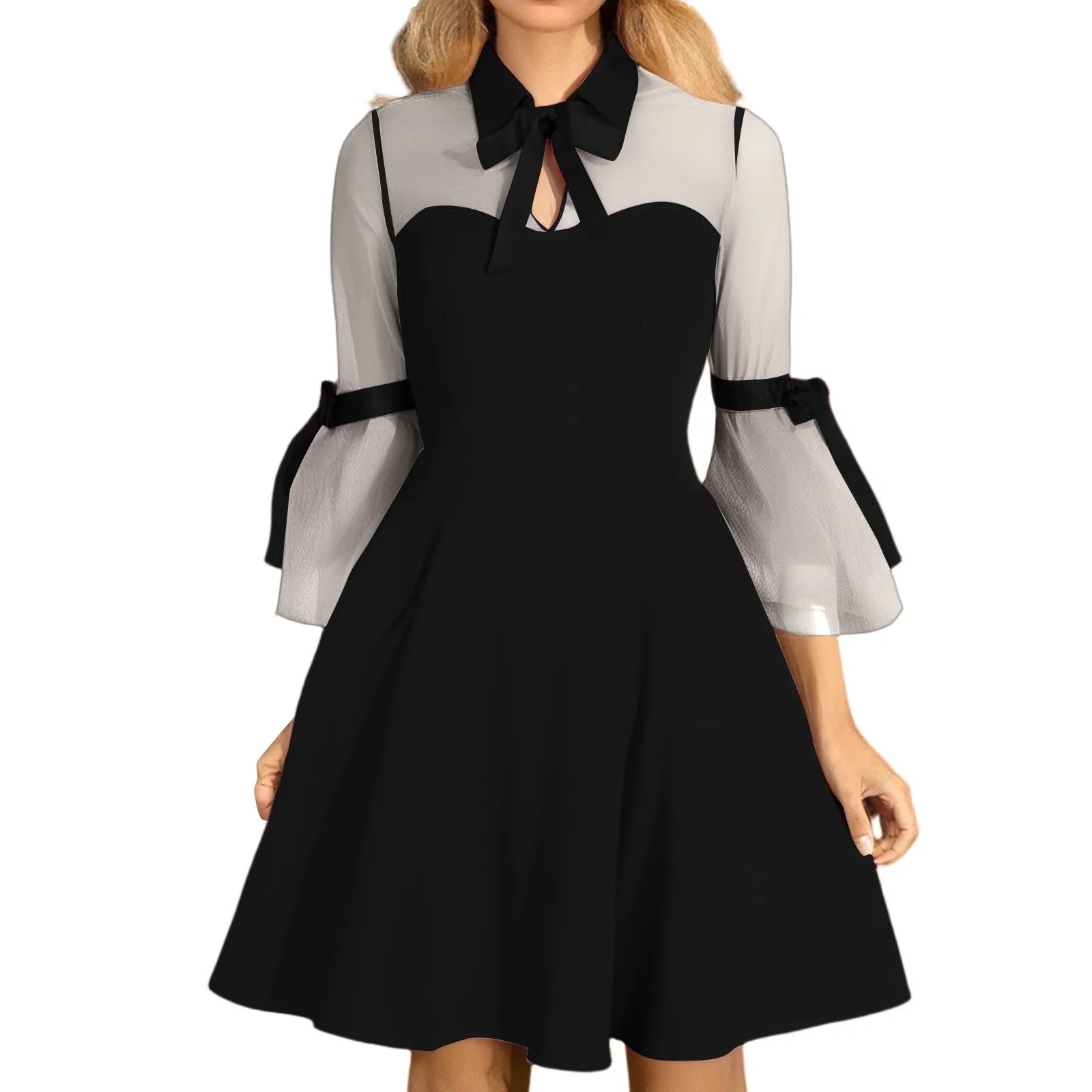 Retro Floral Embroidered Mesh Long Sleeve Mini Dress | Women Vintage Mini Dress Oasis Select