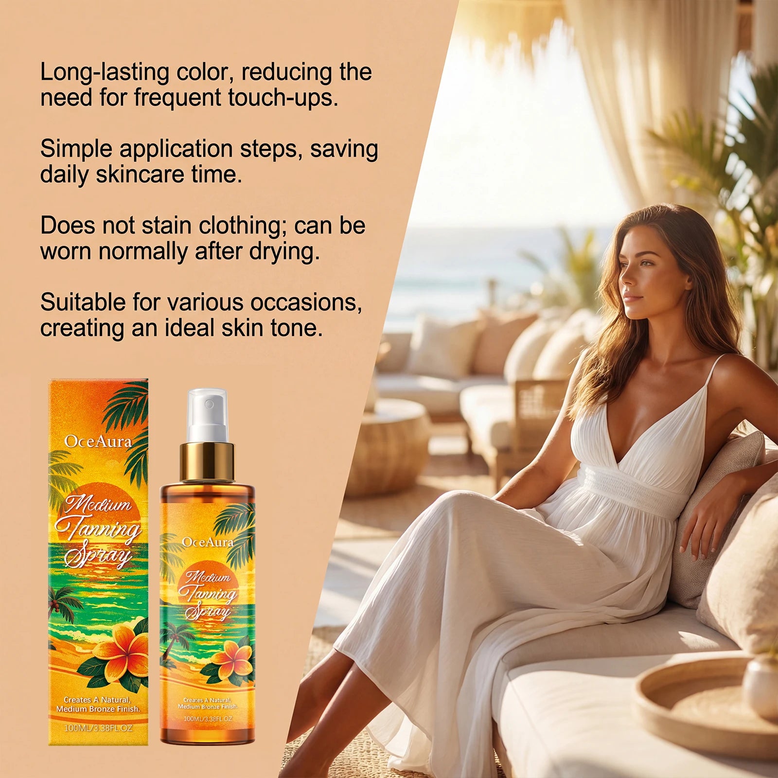 Self Tanning Spray Self Tanner Sunless Tanning Mist for Body Face Natural Looking Gradual Tan Sunless Tanner Spray for Men Women Oasis Select