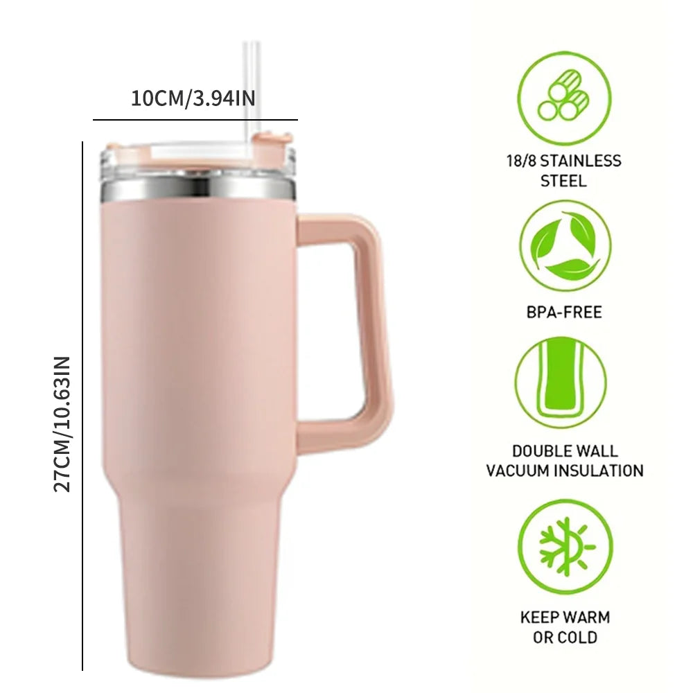 40oz Tumbler Vacuum Insulated Thermos Custom Travel Cup Stainless Steel Water Bottle Coffee Mugs With Handle Outdoor Drinkware Oasis Select AA 1-1.5L