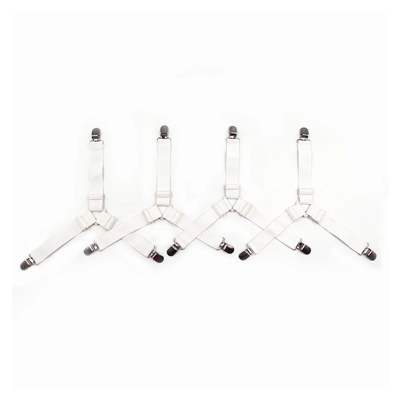 4pcs Adjustable Bed Sheet Clips Elastic Straps Fasteners Holder for Mattress Cover Organizer Home Gadgets Oasis Select white