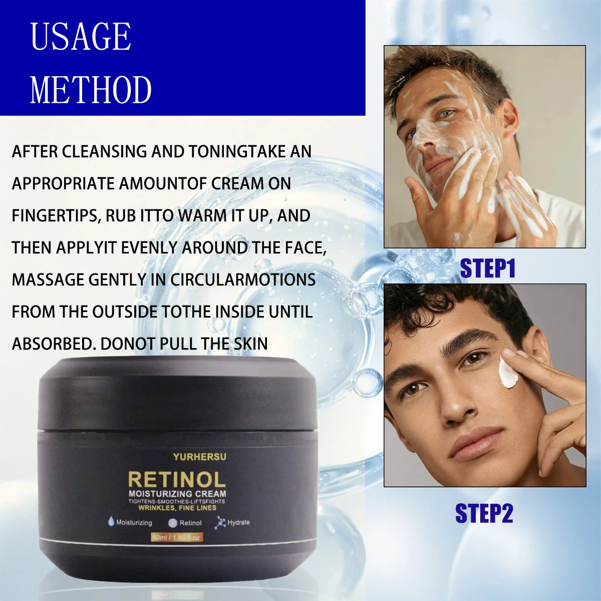 YURHERSU Retinol Face Cream for Men – Firms Skin 50ml Retinol Face Cream Oasis Select
