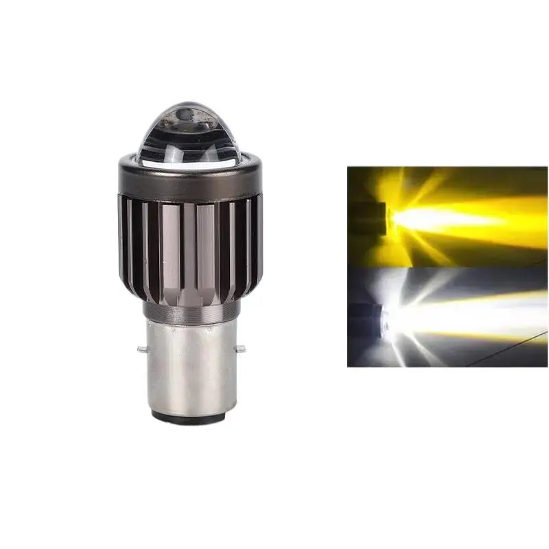 1Pcs Universal Motorcycle H4/BA20D Headlight Hard Light Led Light Motorbike Lamp Ultra-Long Illumination Distance Oasis Select H6 Yellow white