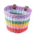 Rainbow Color Bicycle Basket for Kid Front Handlebar Rattan Picnic Basket Plastic Bike Bag Water Bottle Dolls Bicycle Rack Bag Oasis Select L