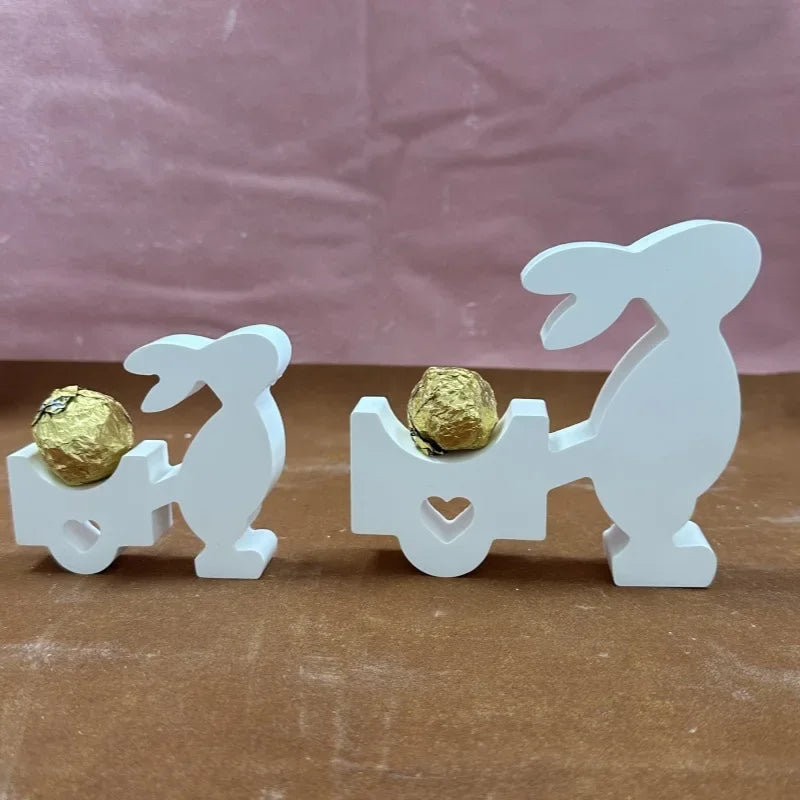 Resin Mold Easter Ornament Gypsum Cement Ornament Mold Silicone Mold for Small and Large Rabbits Pulling Carts Oasis Select