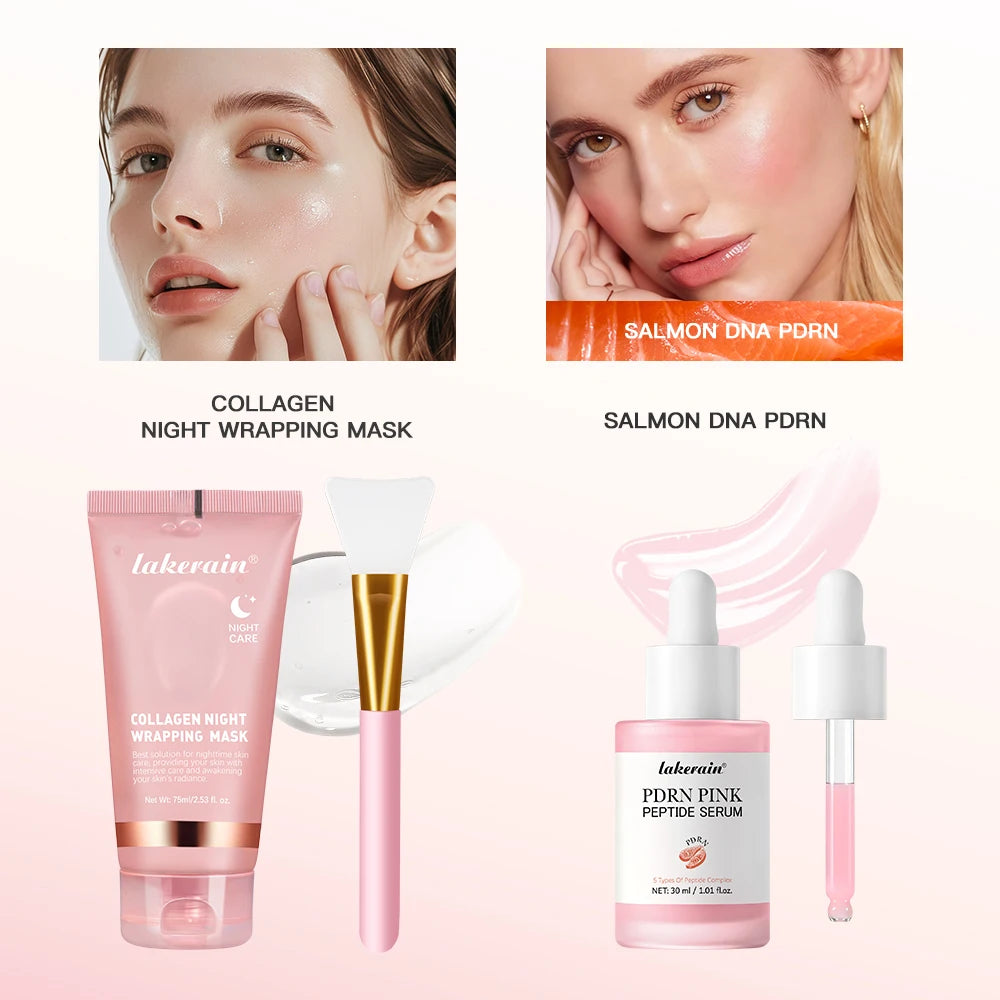 Collagen Wrapping Mask &Salmon DNA PDRN Pink Peptide Serum Pink Glow Serum Remove Skin Darkness Moisturizing Firming Korean Skin Oasis Select mask Salmon DNA PDRN