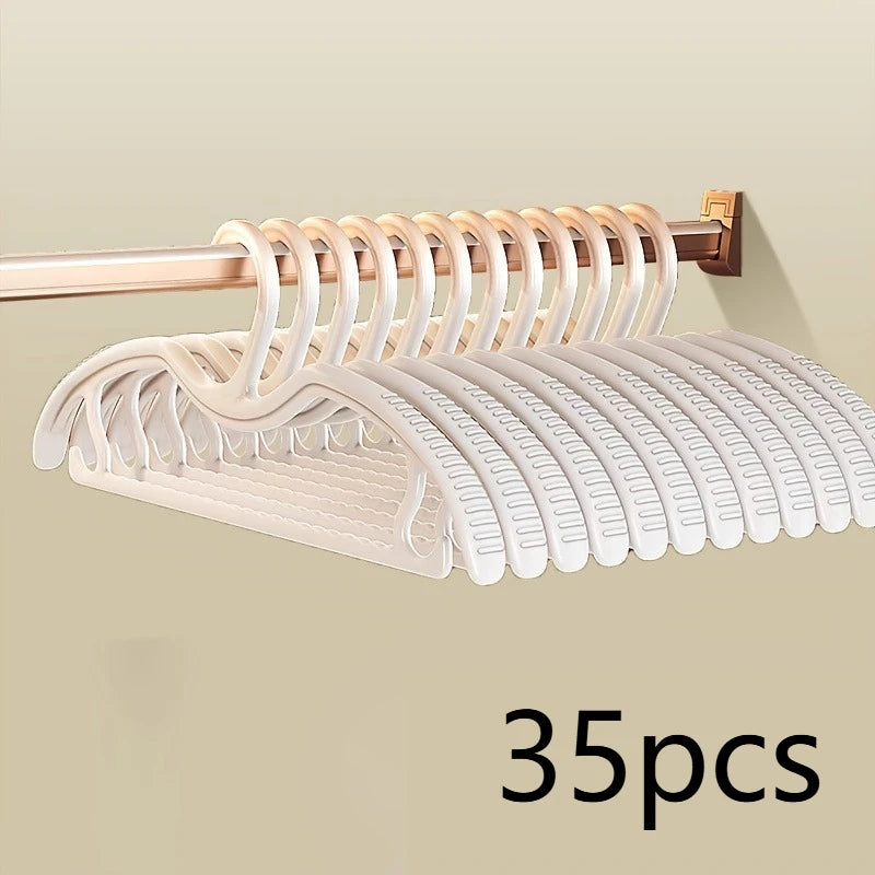 5/15/25/35pcs Wide Shoulder Hangers, Short Neck Non-Slip Mark-Free, Space Saving Closet Organizer for Home Dorm Wardrobe Oasis Select 35pcs