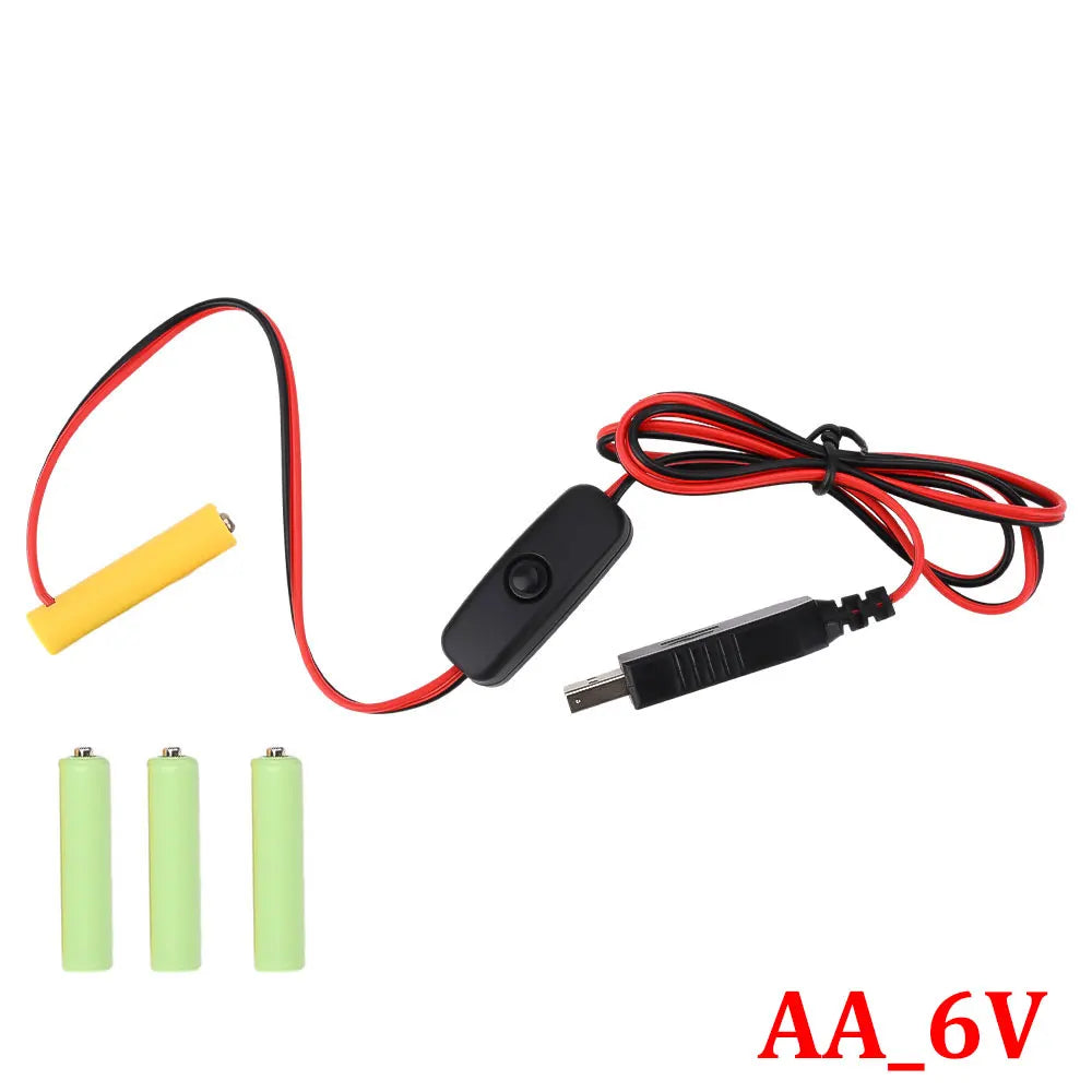 Universal 3/4.5/6V AA AAA Battery USB Power Supply Replaced AA/AAA Battery Replacement Cable for Clock Toy Light LED With Switch Oasis Select AA-6V